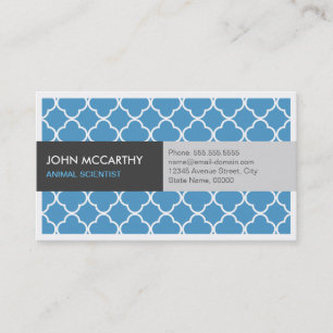Animal Scientist - Modern Blue Quatrefoil Business Card