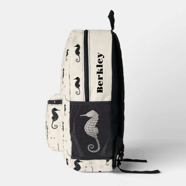 Animal Sea Life Seahorse Name Printed Backpack (Right)