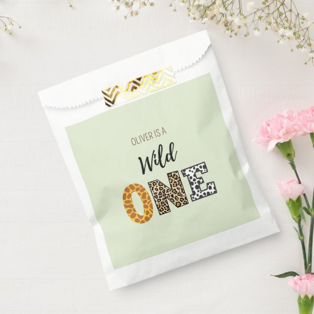 Animal Shape calligraphy wild one green  Favour Bag (Sealed)