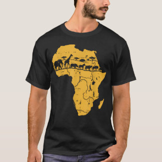 Animal Silhouettes Africa Map Safari T-Shirt