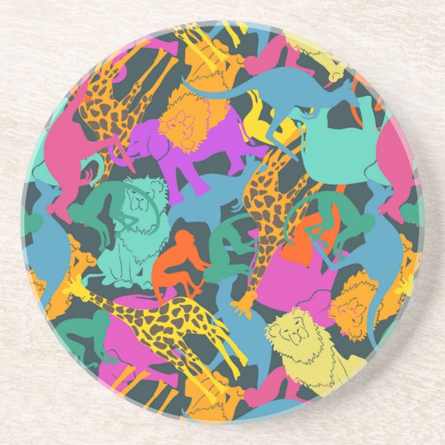 Animal Silhouettes Pattern Coaster (Front)