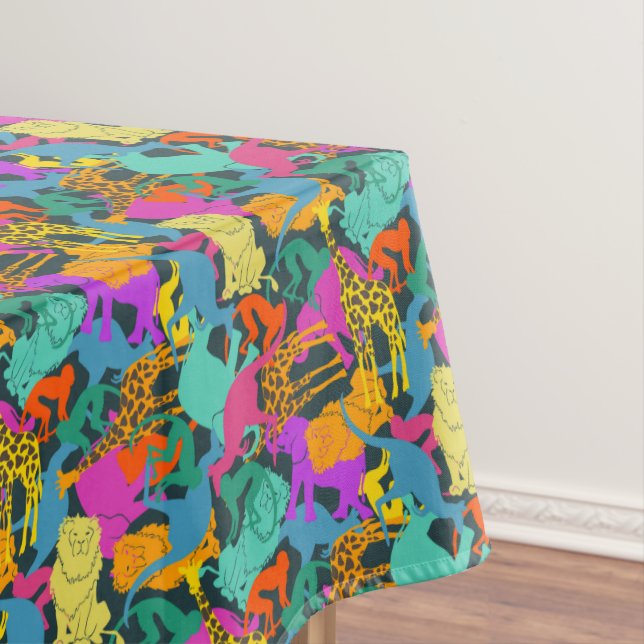Animal Silhouettes Pattern Tablecloth (In Situ)