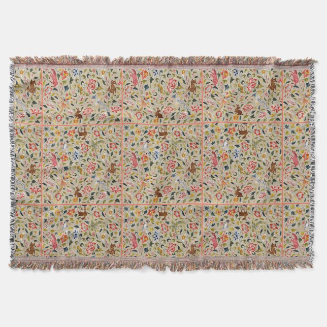 Animal Silk Embroidery Rugs Throw Blanket (Front)