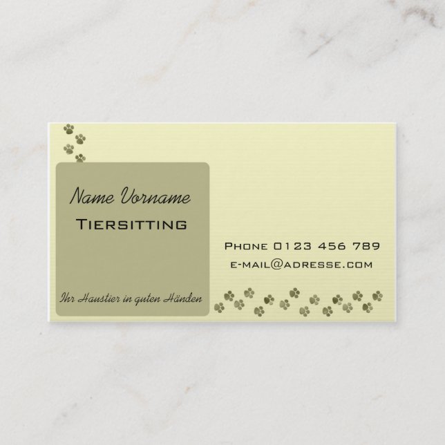 animal sitting business card (Front)