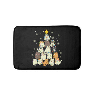 Animal Sitting in snow with Lights Christmas Santa Bath Mat