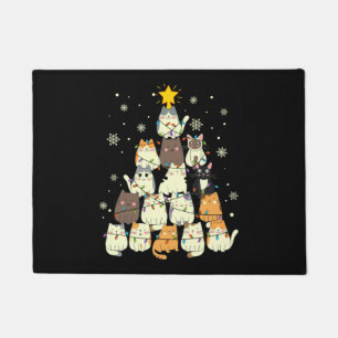 Animal Sitting in snow with Lights Christmas Santa Doormat