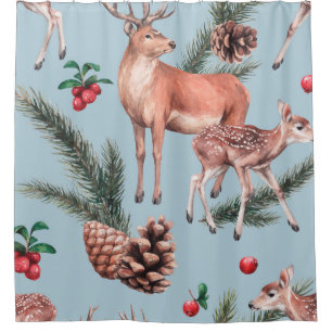 animal sketch pattern with deer pine cones and twi