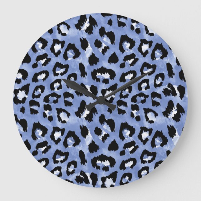 Animal Skin Allure: Watercolor Leopard Large Clock (Front)