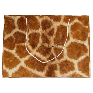 Animal Skin Brown Safari Giraffe Minimal Large Gift Bag
