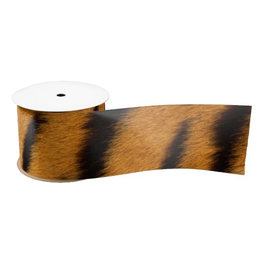 Animal Skin Brown Tiger Fur Minimal Satin Ribbon
