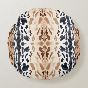 Animal Skin Cowhide print symmetrical Round Pillow