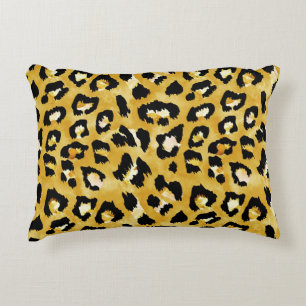 Animal Skin, Watercolor Leopard Seamless. Accent Pillow