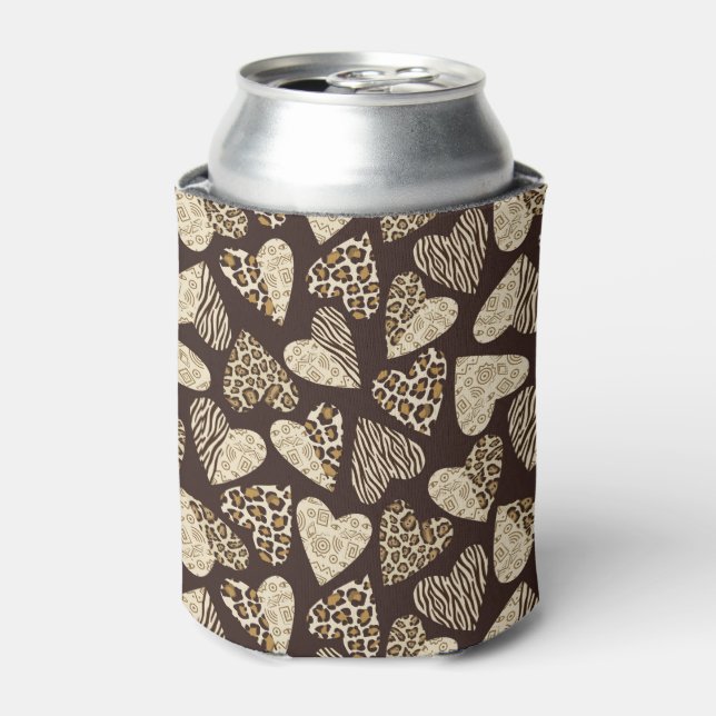 Animal skin with hearts can cooler (Can Front)