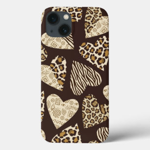 Animal skin with hearts iPhone 13 case