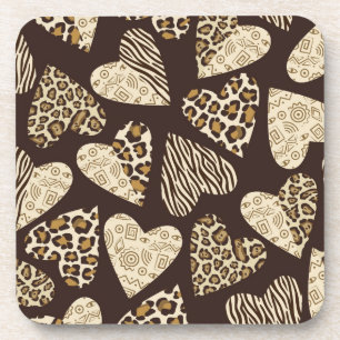 Animal skin with hearts coaster