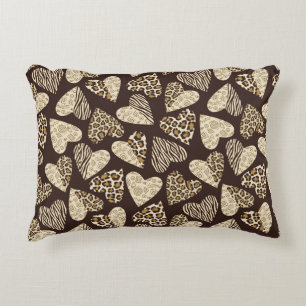 Animal skin with hearts decorative pillow