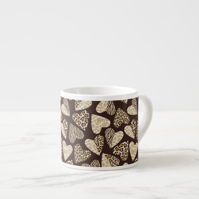 Animal skin with hearts espresso cup (Front Right)