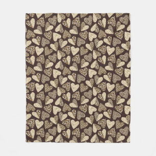 Animal skin with hearts fleece blanket
