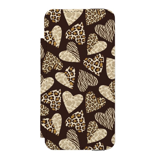 Animal skin with hearts incipio iPhone wallet case (Folio Front)