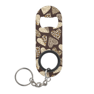 Animal skin with hearts keychain bottle opener