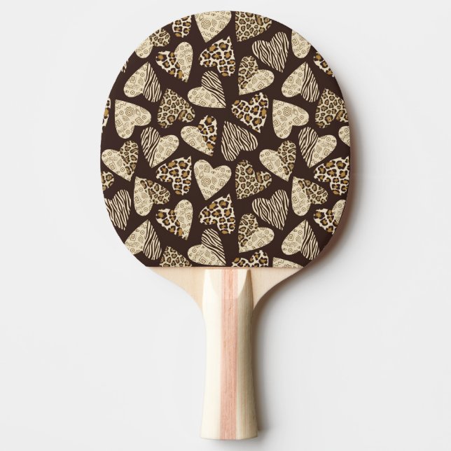 Animal skin with hearts ping pong paddle (Front)