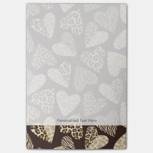 Animal skin with hearts post-it notes