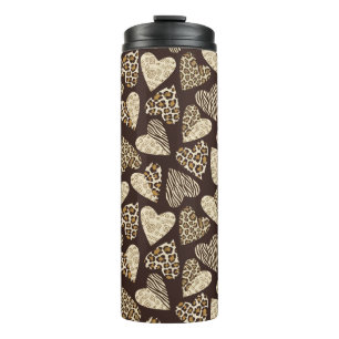 Animal skin with hearts thermal tumbler