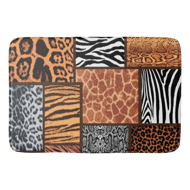 animal skins, trend 2022, leopard, tiger, zebra  t bath mat (Front)