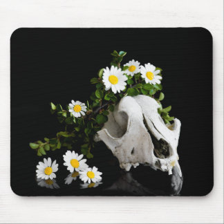 Animal skull with a wreath of wild flower mouse pad