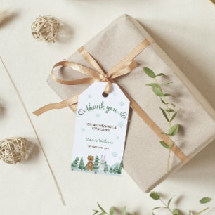 Animal snowflake Winter Baby Shower Thank You Card Gift Tags