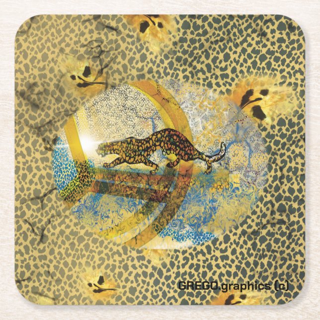 Animal Spirits Coasting  Square Paper Coaster (Front)