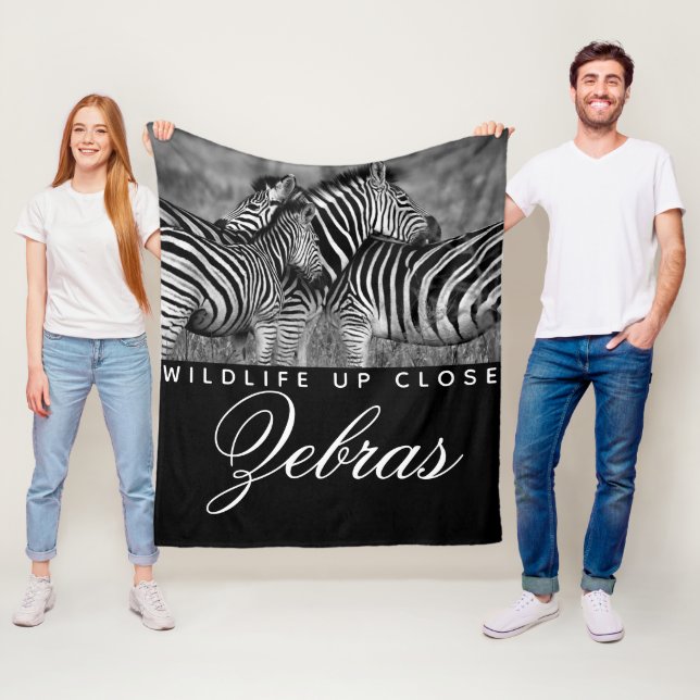 Animal Stripe Black White Wildlife up Close Fleece Blanket (In Situ)