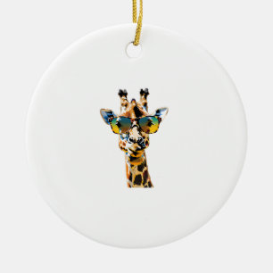 animal sunglasses giraffe with sunglasses ceramic ornament