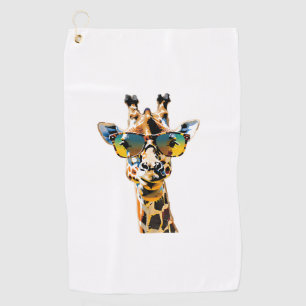 animal sunglasses giraffe with sunglasses   golf towel