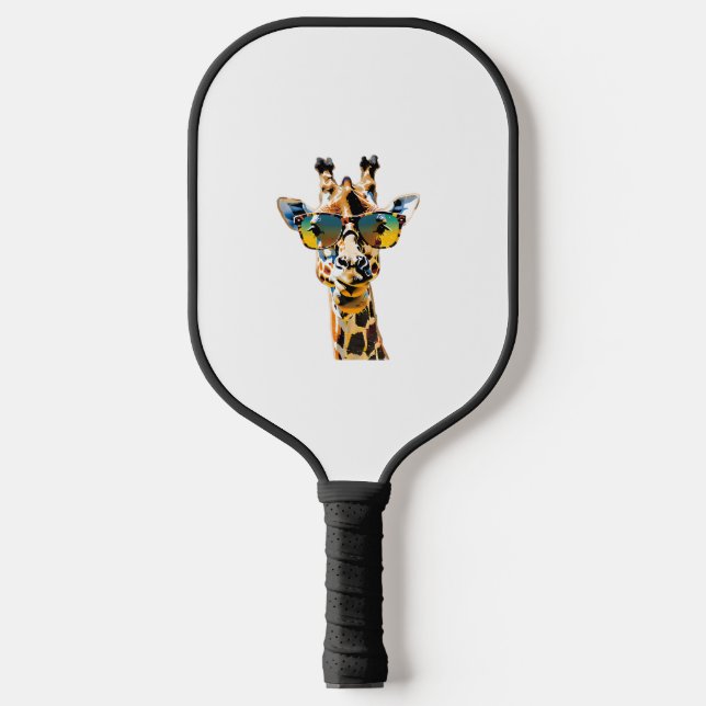 animal sunglasses giraffe with sunglasses   pickleball paddle (Front)