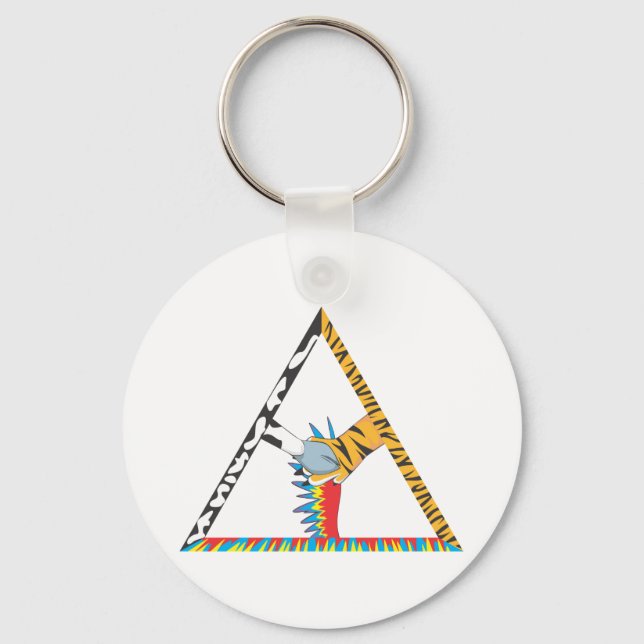 Animal Teamwork by Cow, Tiger and Parrot Keychain (Front)