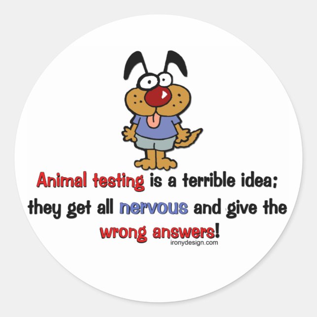 Animal Testing Humour Classic Round Sticker (Front)