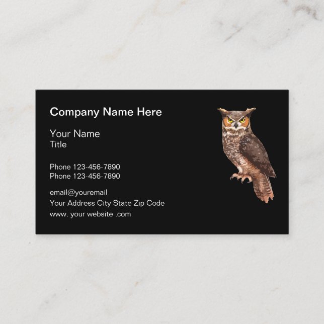 Animal Theme Owl Nature Business Card (Front)