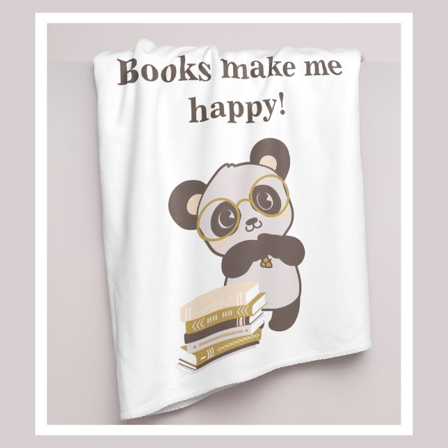 Animal Themed Reading Nook Decor Sherpa Blanket (Cozy Reading Corner Blanket Book Lover Panda)