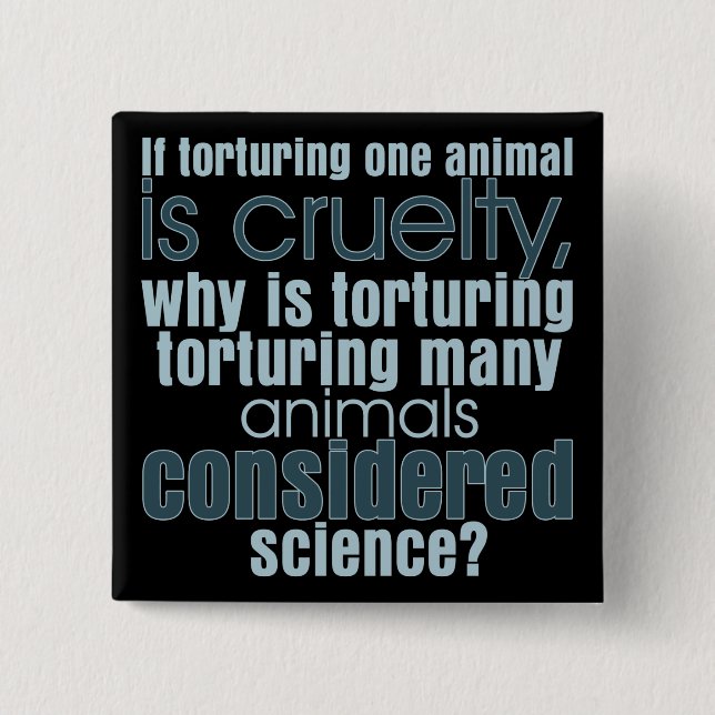 Animal Torture 2 Inch Square Button (Front)