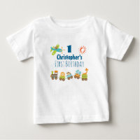 Animal Toy Train and Airplane First Birthday