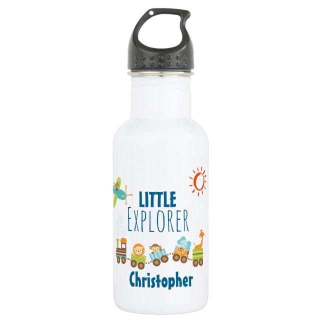 Animal Toy Train and Airplane Little Explorer 532 Ml Water Bottle (Front)