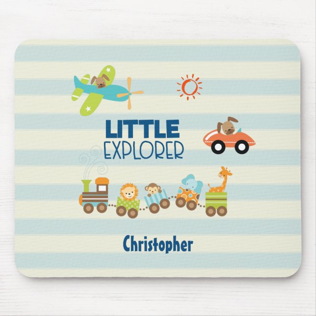 Animal Toy Train Car and Airplane Little Explorer Mouse Pad (Front)