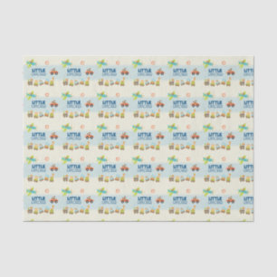 Animal Toy Train Car and Airplane on Stripes Tissue Paper