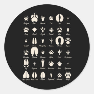Animal Track S Common Animals And Wildlife Tracks  Classic Round Sticker