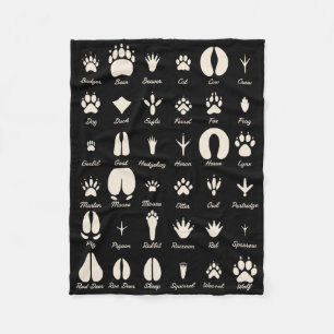 Animal Track S Common Animals And Wildlife Tracks Fleece Blanket