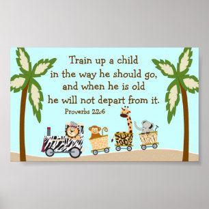 Animal Train Christian Bible Verset Mur Poster
