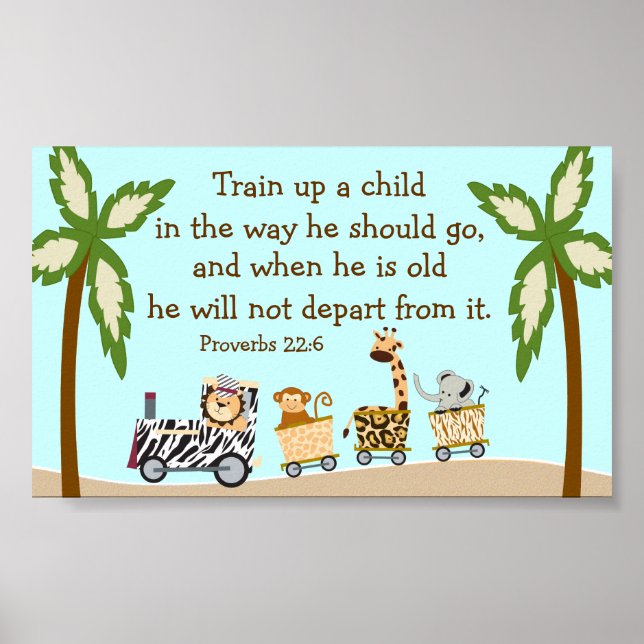 Animal Train Christian Bible Verset Mur Poster (Devant)