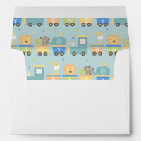 Animal Trains Boy Baby Shower Green Blue
