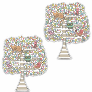 Animal Tree Art Illustration Painting Birds Cat
